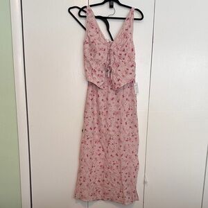 Pink Rose Floral Skirt Set in Pink